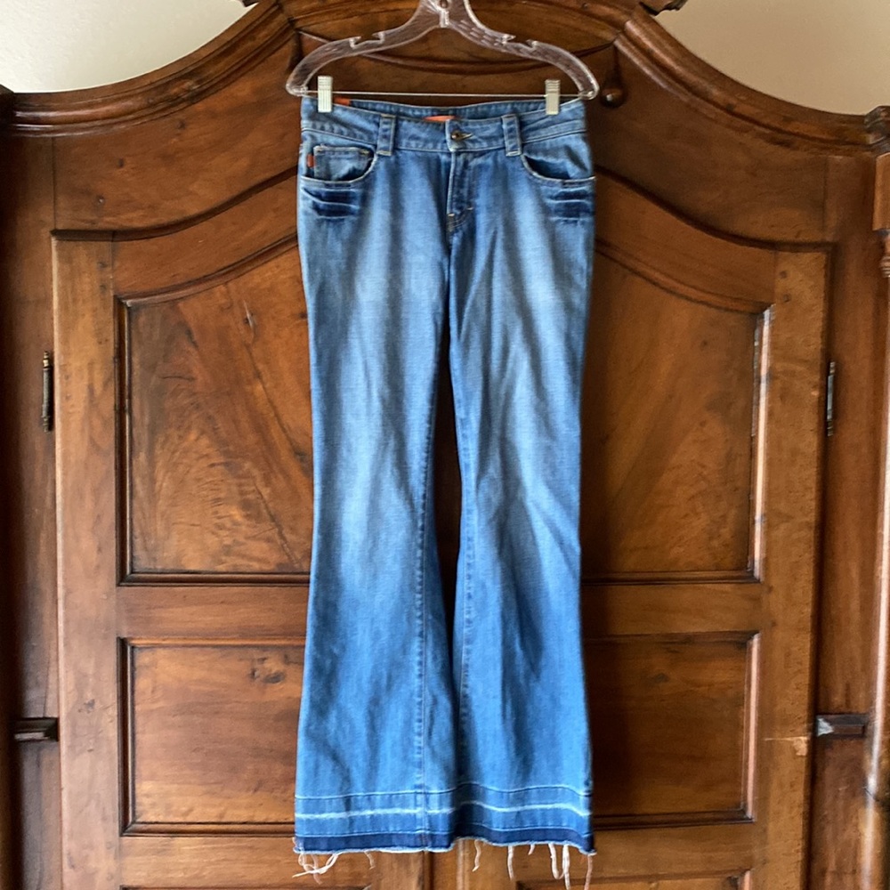 Blujeanious Distressed Flared Hem Jeans 28
